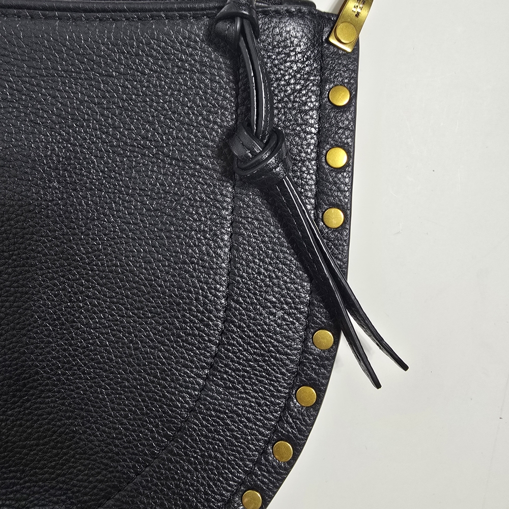 Isabel Marant Black Leather Studded Saddle Shoulder Bag - Picture 9 of 14